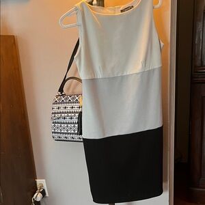 Chapter One Black and White Colorblock knee length Dress